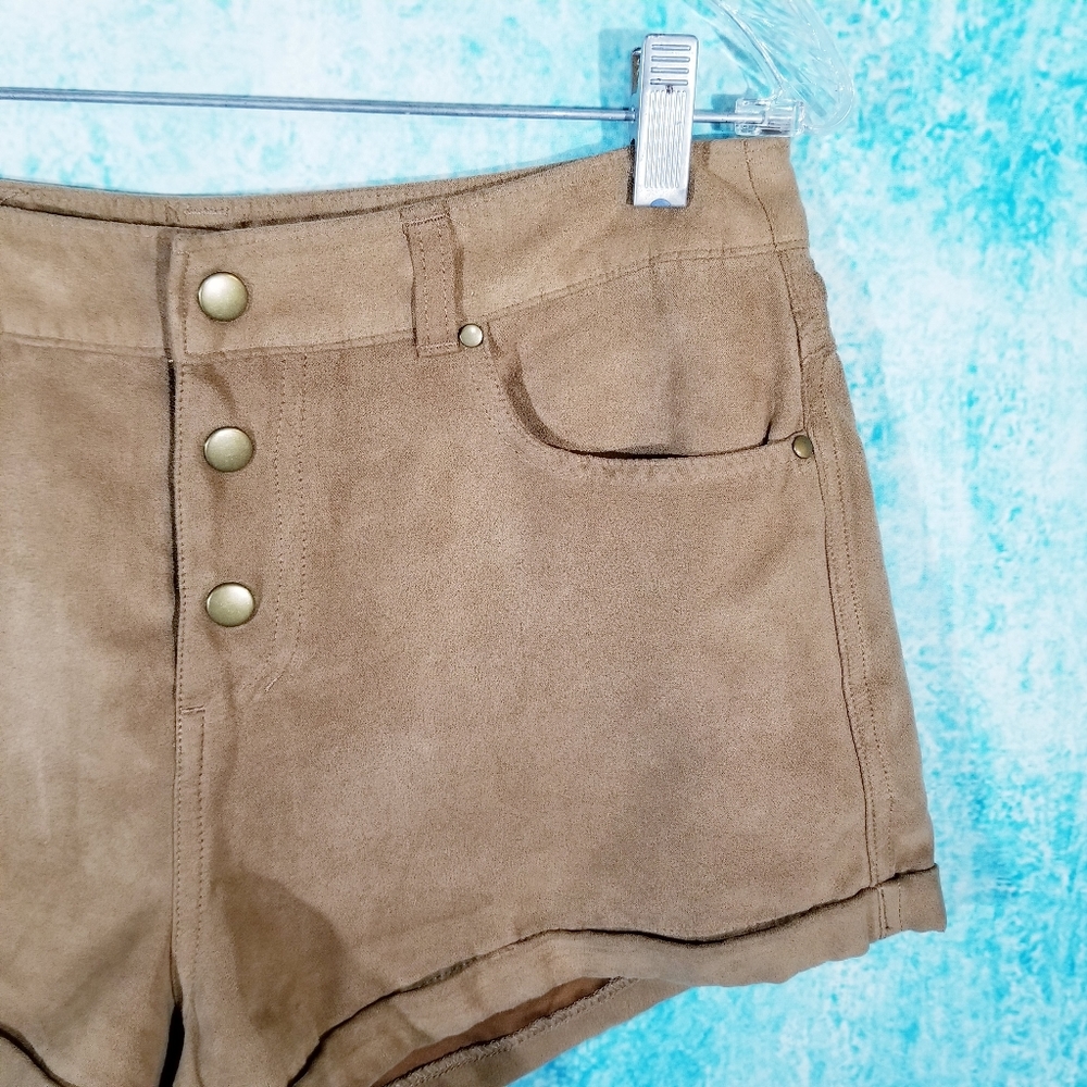 Hollister Tan Faux Suede High Waist Shorts - Picture 3 of 13
